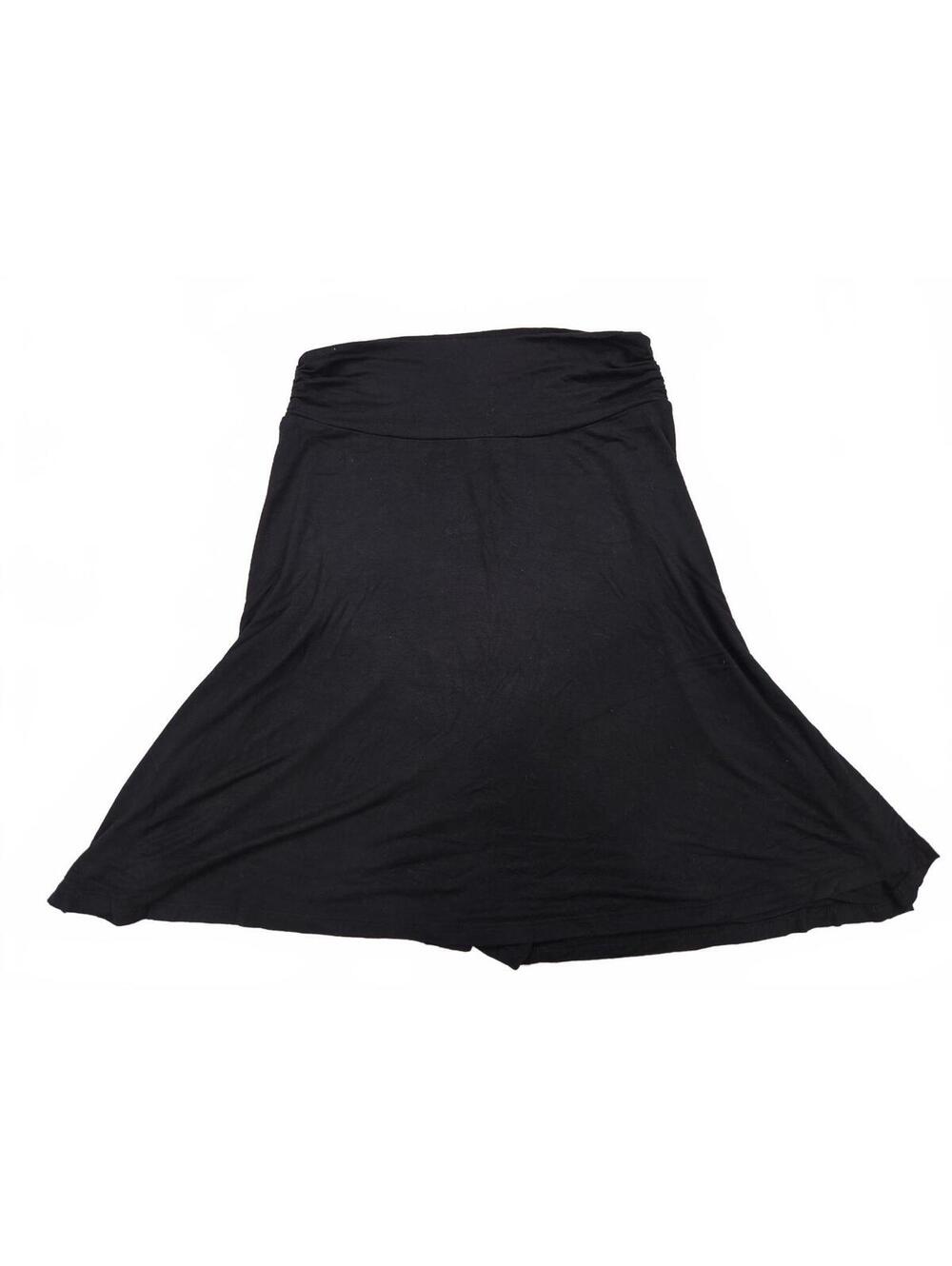 Merona Womens Black Jersey Knit Foldover Waist A-Line Flare Skirt Size XS